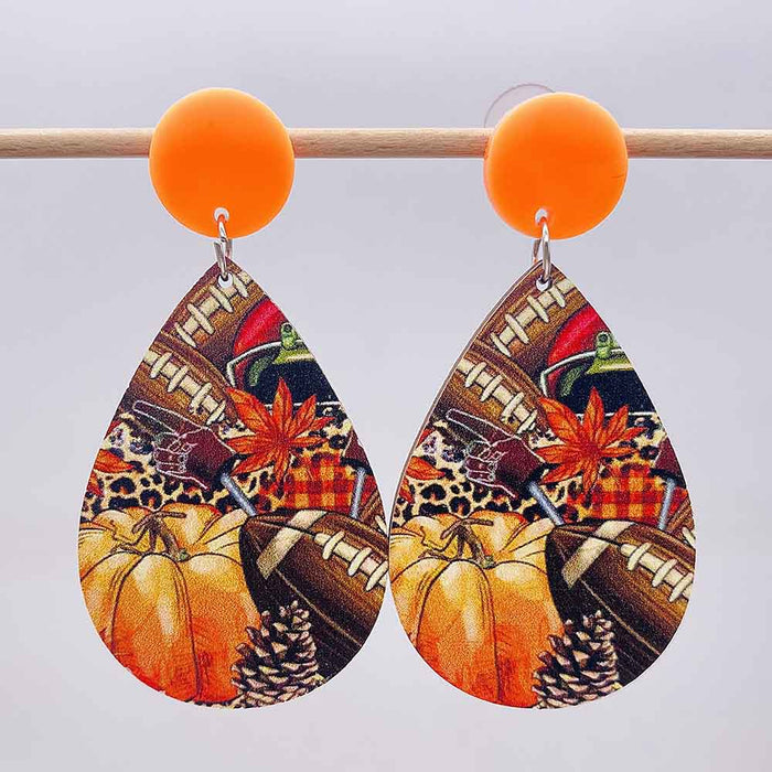 Wholesale Autumn Thanksgiving Wooden Earrings JDC-ES-Susheng003