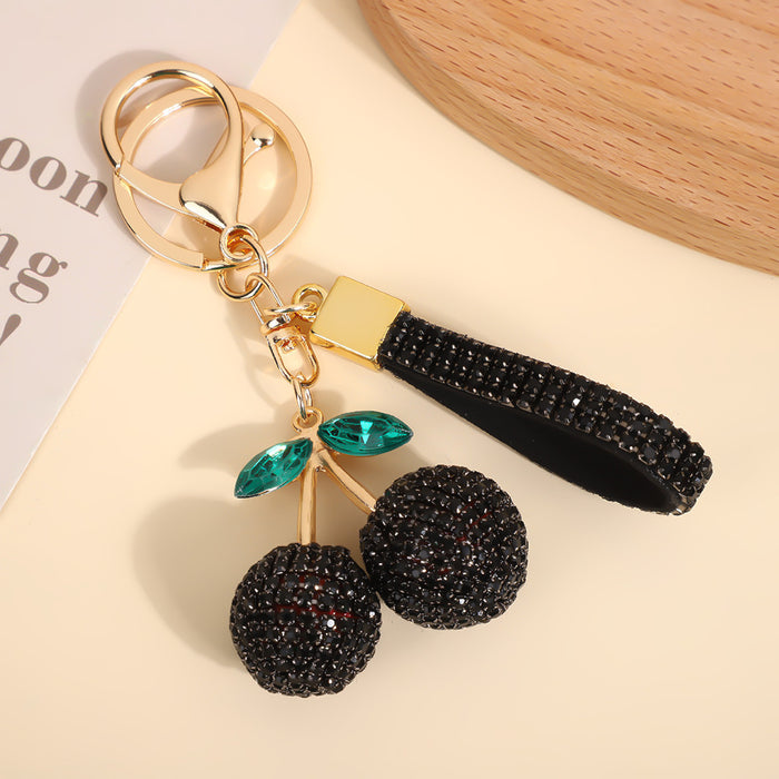 Wholesale Modern minimalist cherry keychain with diamonds