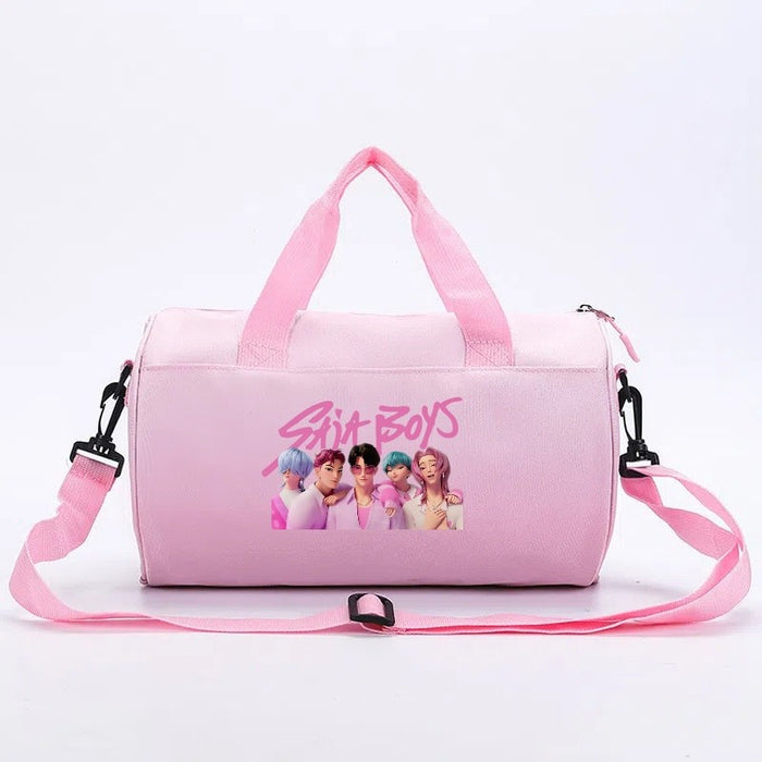 Wholesale KPOP Cartoon print cylindrical sports and fitness crossbody handbags