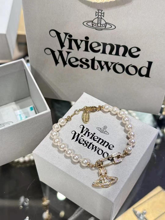 Wholesale  Full Diamond Pin Saturn Pearl Bracelet Women's  Pearl Bracelet