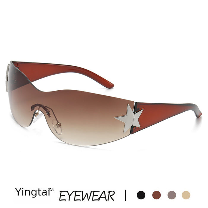 Wholesale Sunglasses integrated pilot sunshade sunglasses pentagram glasses