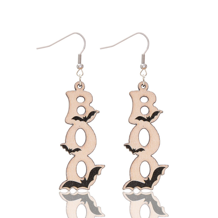 Wholesale  Flower Skull Pumpkin Earrings Simple Fashion Wooden Earrings