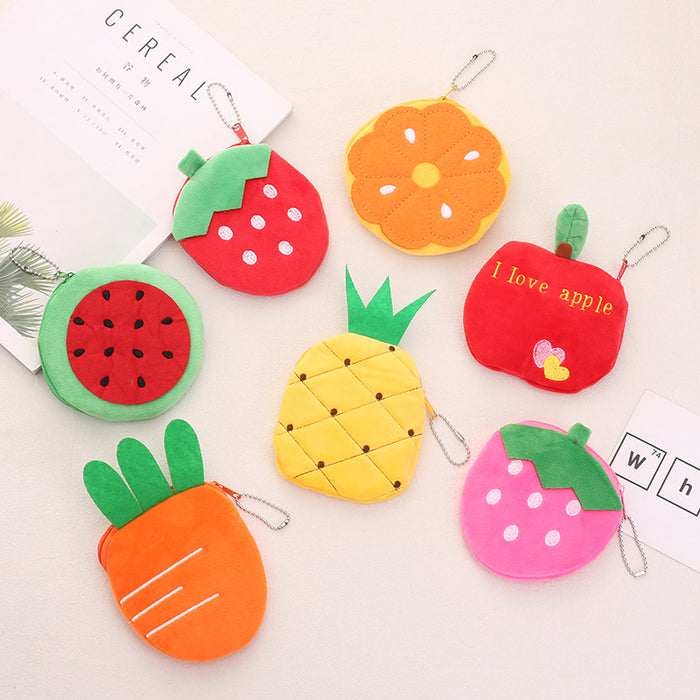 Wholesale Orange Pineapple Fruit Cute Cartoon Plush Coin Purse JDC-WT-SM007