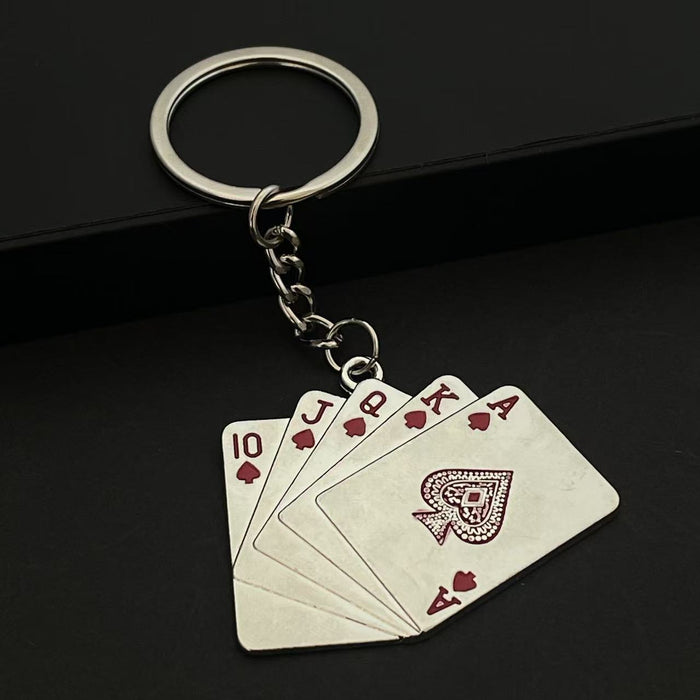 Wholesale playing cards flush key pendant key ring accessories creative small gifts