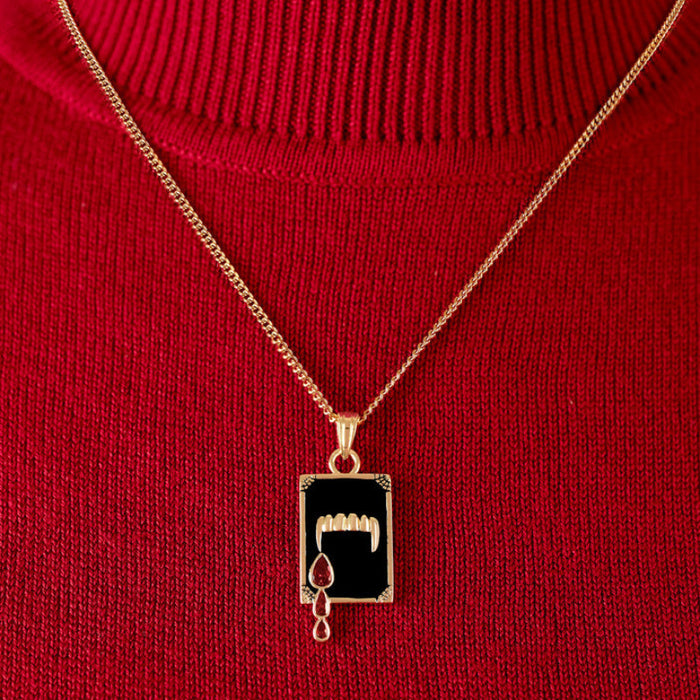 Wholesale  vampire fang necklace,  bloody teeth earrings,  women' s ring,  gold-plated jewelry set