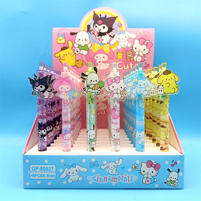 Wholesale 48 pcs Black core 0. 5mm cute cartoon sticker push-button pen