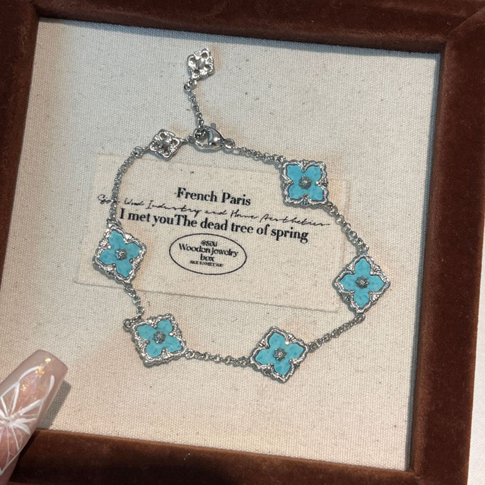 Wholesale Women's Color Four-Leaf Clover Necklace Earrings Bracelet set