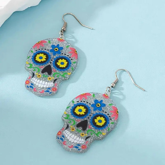 Wholesale Acrylic Skull Earrings Cartoon Hip Hop Punk Ear Studs MOQ≥2