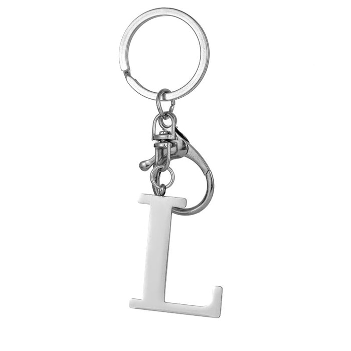 Wholesale Stainless Steel  Letter Key Chain Titanium Steel Keychain Initial Letter Modern Simple Backpack Pendant