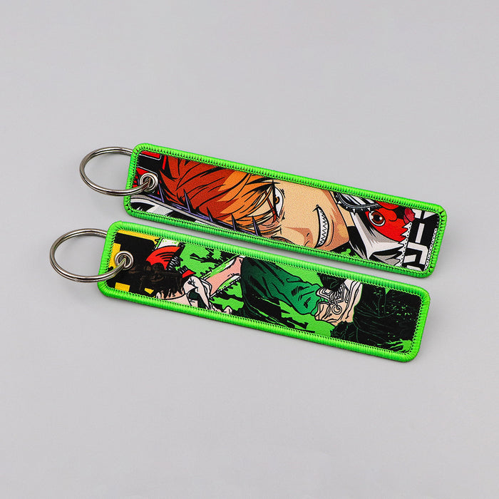 Wholesale Japanese Anime Woven Label Keychain Lanyard  Fabric Anime Peripheral