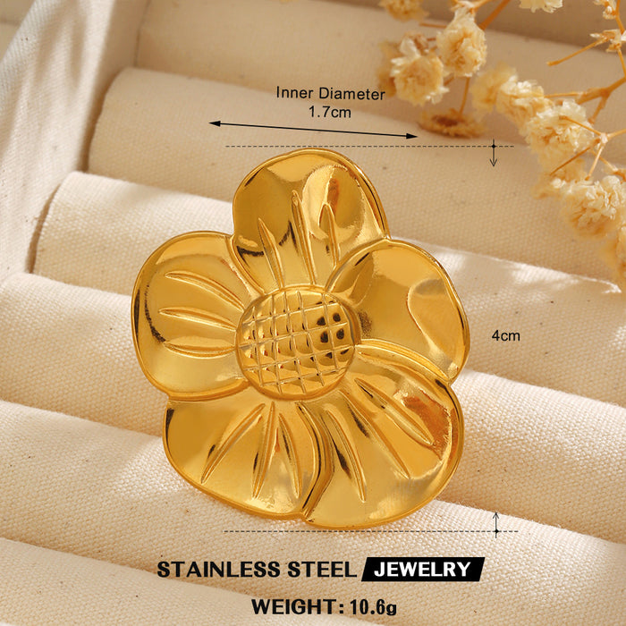 Wholesale women's Stainless steel Gold Plated Rings flower Adjustable rings