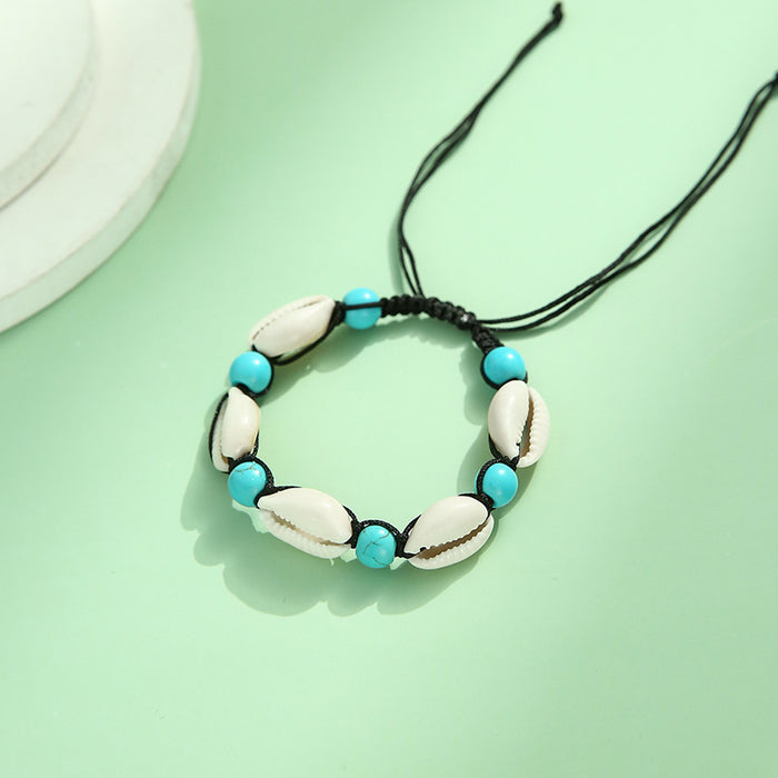 Wholesale turquoise beads hand-woven shell anklet