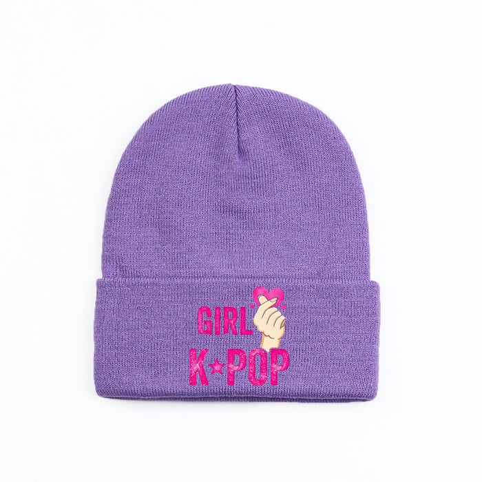 Wholesale Kpop style cartoon knitted hat beanie outdoor warm hat