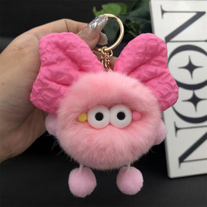 Wholesale Cute plush butterfly knot charcoal ball pendant keychain