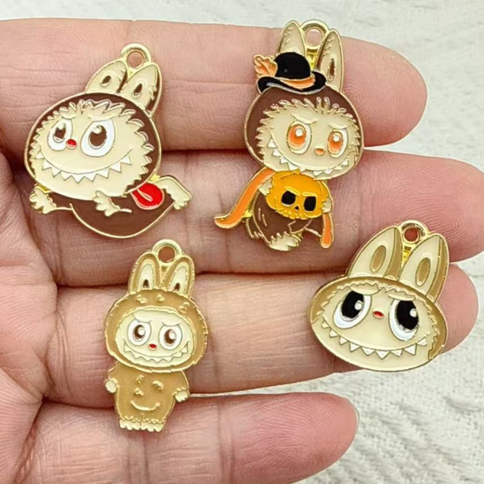Wholesale 10pcs Cartoon DIY Oil Drip Alloy Necklace Keychain  Earrings Pendant