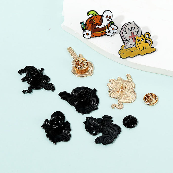 Wholesale Alloy Enamel Ghost Brooch Set Trendy Unisex Fashion Accessory