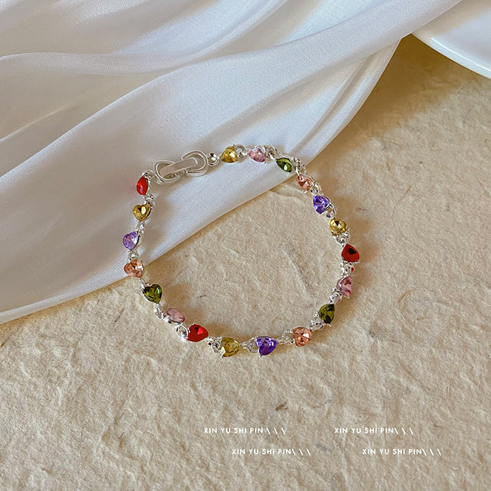 Wholesale Colorful Zircon Love Bracelet with Light Luxury and Fashionable Micro Inlaid Zircon Hand Accessories