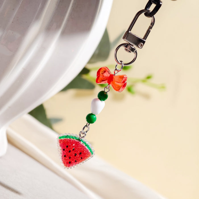 Wholesale Cartoon Fruit Beaded Charm Set - Electroplated Phone Bag Keychain Accessory