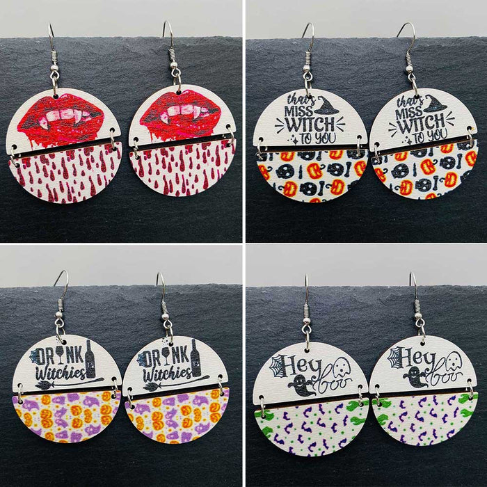 Wholesale  earrings,  double piece wooden pumpkin holiday accessories