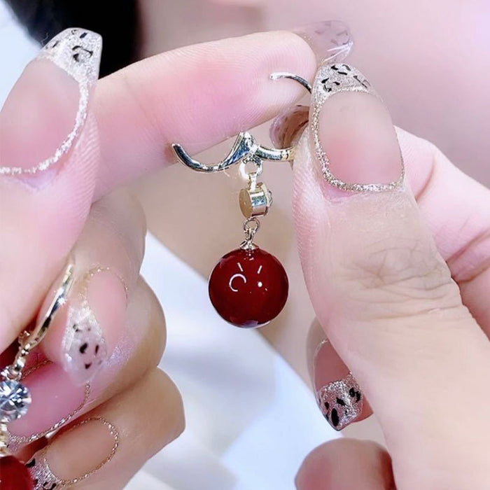 Wholesale Acacia earrings red pearl earrings with sweet temperament