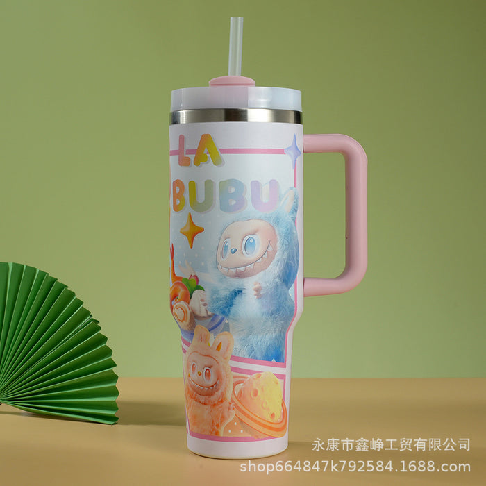 Wholesale 40oz Stainless Steel Thermal Insulation Cup Cartoon Car Cup with Handle and Straw