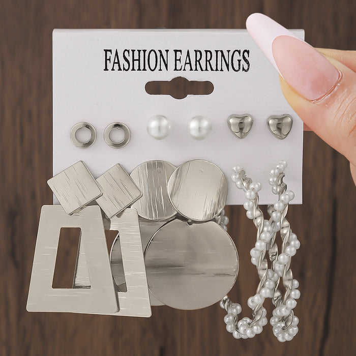 Wholesale Exaggerated circular hollow earrings set for women's geometric circular earrings, fashionable long earrings
