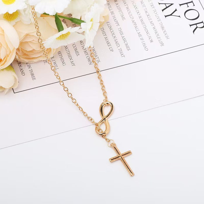 Wholesale Simple geometric minimalist short necklace cross necklace