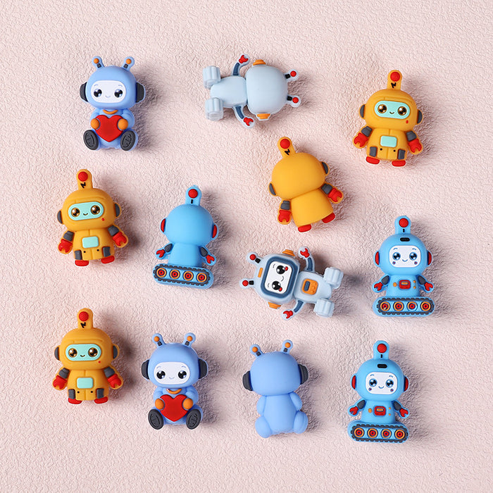 Wholesale 20pcs robot silicone beads children DIY toys European and American cartoon jewelry beaded pen drop glue beads