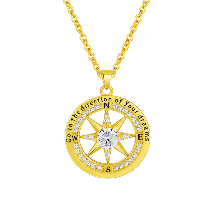 Wholesale Compass English pendant, niche octagonal star compass necklace