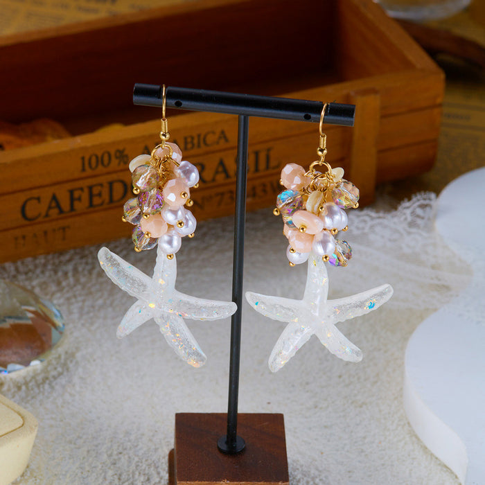 Wholesale Summer Seashell Earrings with Simulated Pearl and Crystal Beach Style