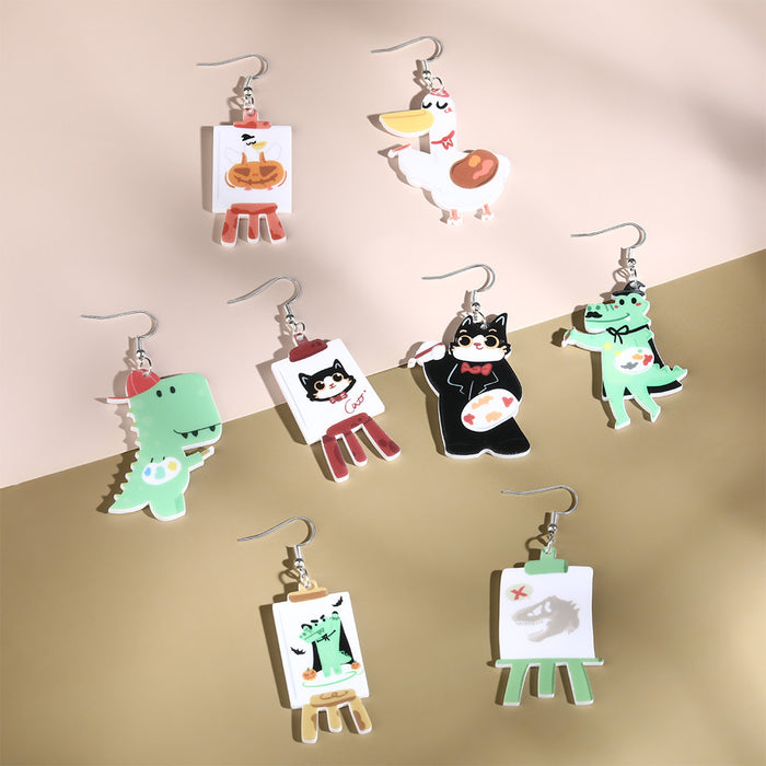 Wholesale Cartoon cat and elephant animal acrylic earrings