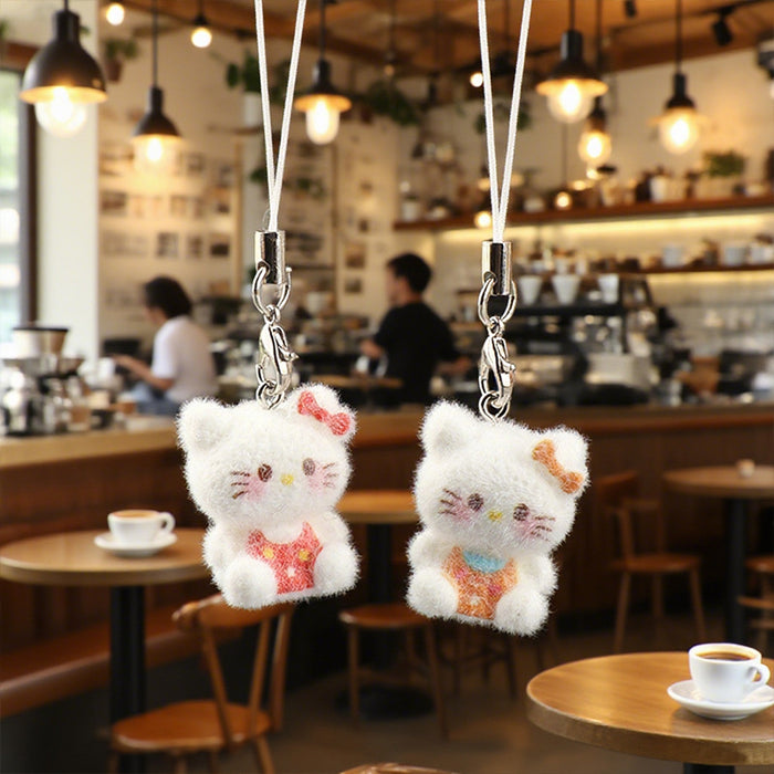 Wholesale plush cat pendant cute girly keychain for bags and phone