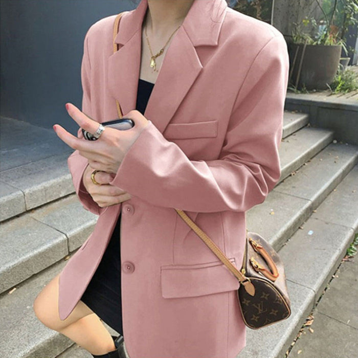 Wholesale Women's Spring and Autumn Suits Korean Loose Suits Brown Casual Suits Women's Jackets JDC-CTS-ZX006