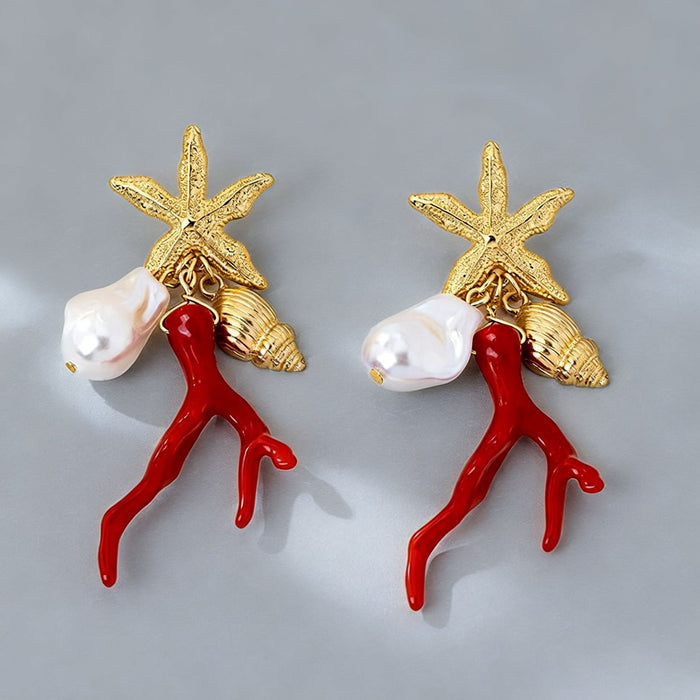Wholesale Alloy Electroplated Starfish Earrings Trendy Summer Beach Jewelry Accessory