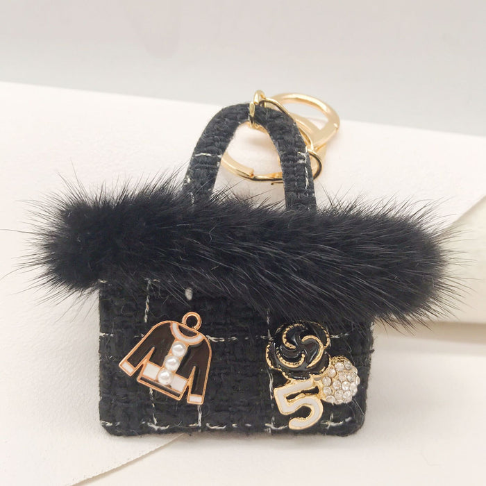 Wholesale Fabric Mink Fur Handbag Keychain JDC-KC-ZhanLun015