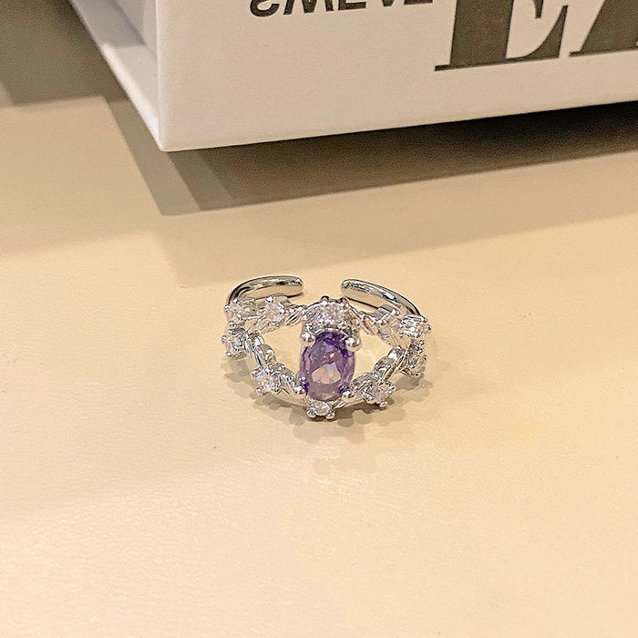 Wholesale Small niche design with micro inlaid color zirconium opening ring, exquisite, light luxury, fashionable and versatile