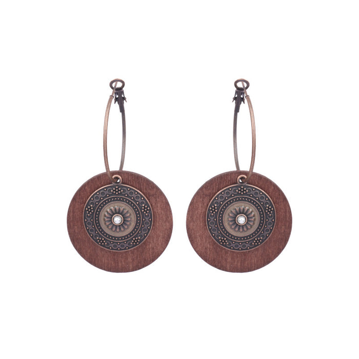 Wholesale Bohemian Wooden Earrings Hollow Flower Geometric Jewelry Accessory MOQ≥2