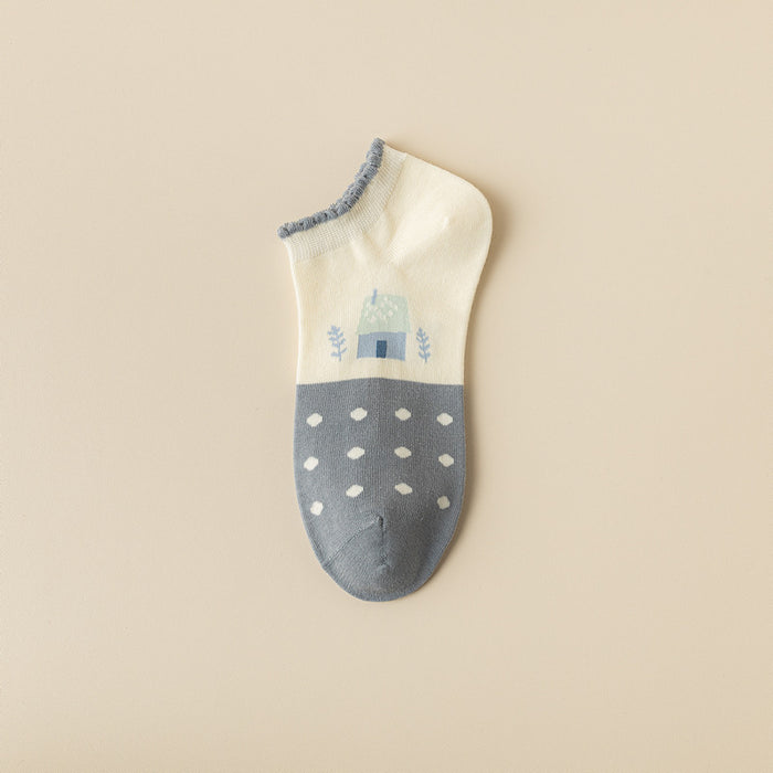 Wholesale Ship socks thin combed cotton low cut shallow mouth invisible socks cute cartoon short socks