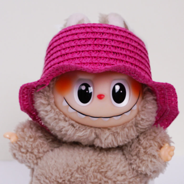 Wholesale  mini hollow top woven straw hat dome wave pull cloth leaking ear hat dress-up baby clothes accessories