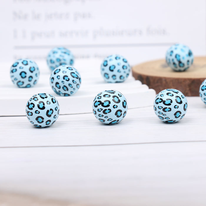 Wholesale 50PCS 16mm Printed Leopard Wood Beads Set JDC-BDS-TianYue019