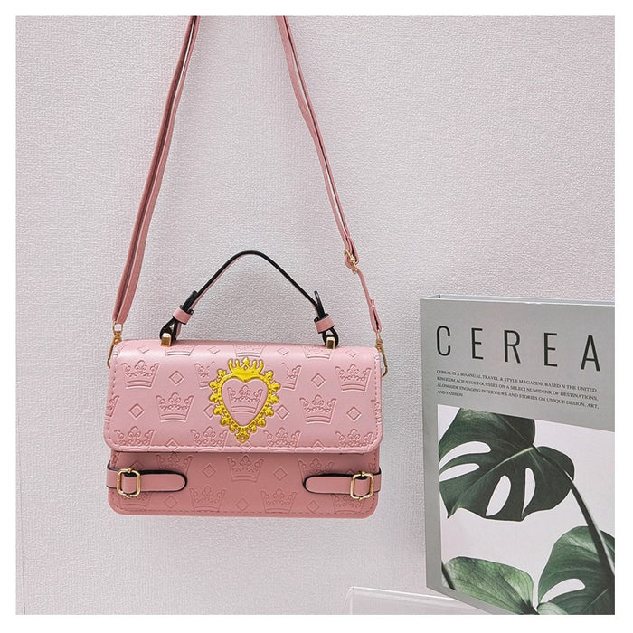 Wholesale Heart-shaped crown print shoulder bag for commuting