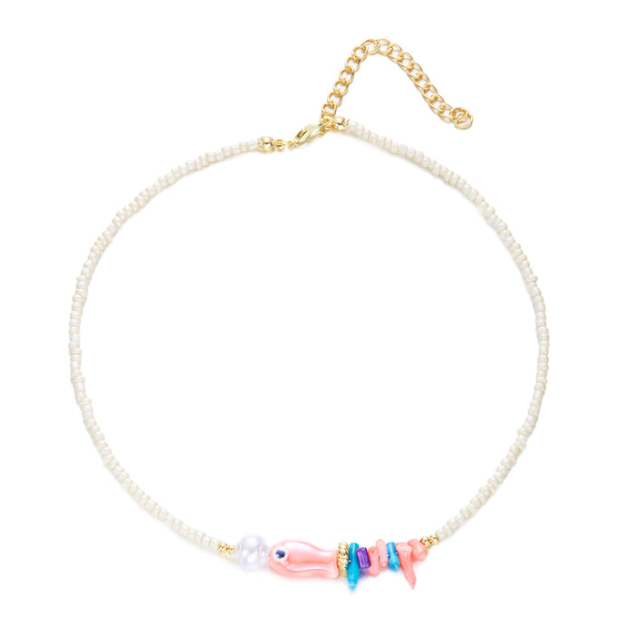 Wholesale Boho Beach Shell Pendant Necklaces Polymer Clay Beaded Choker