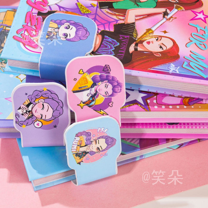 Wholesale KPOP themed cute cartoon notebook with magnetic closure and colorful pages