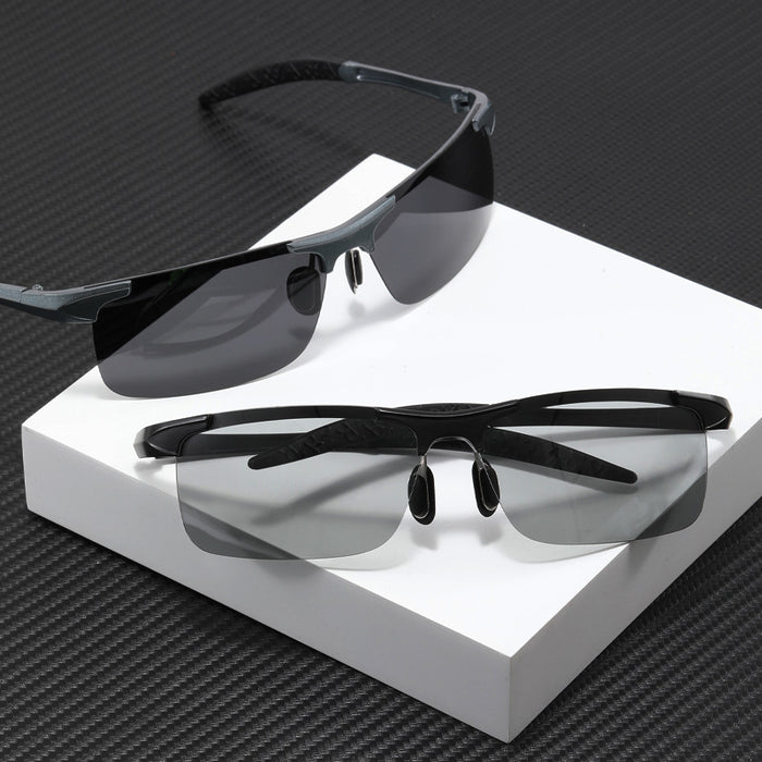 Wholesale Riding Sports Mirror Men's Half Frame Aluminum Magnesium Alloy Color Changing Sunglasses