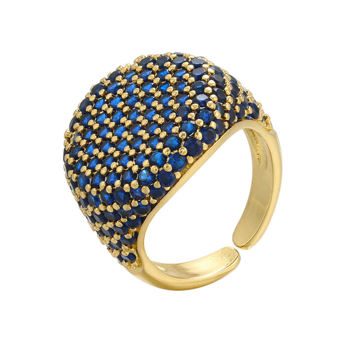 Wholesale Adjustable circular full diamond ring with adjustable opening