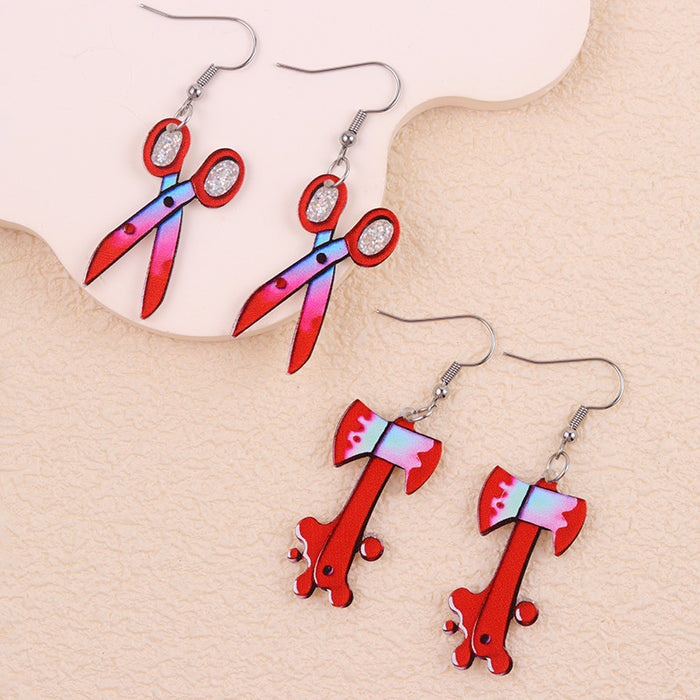 Wholesale Halloween Earrings, Contrasting Color Scissors Trendy Earrings