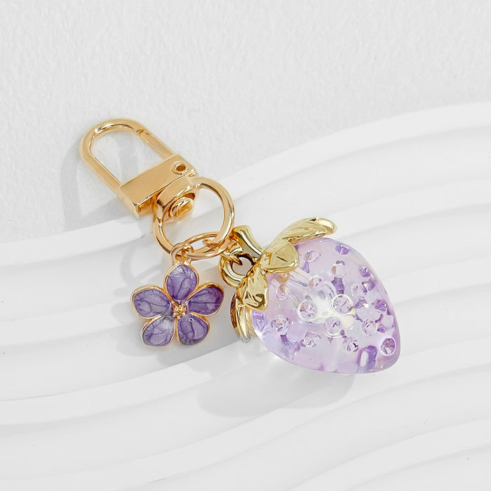 Wholesale Strawberry Pendant Bag Glitter Keychain Gift Valentine's Day