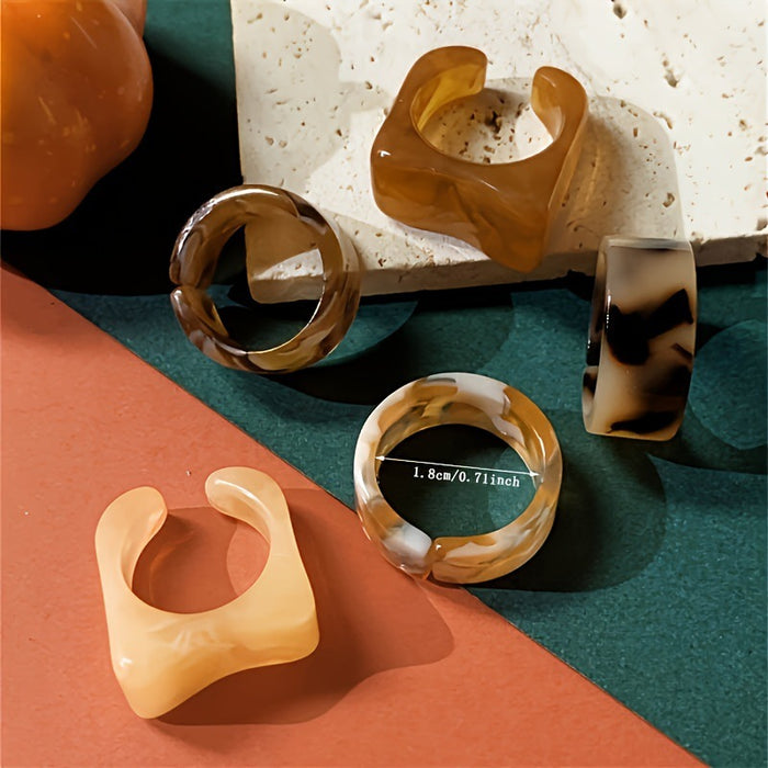 Wholesale Retro amber resin ring with minimalist ring and bracelet