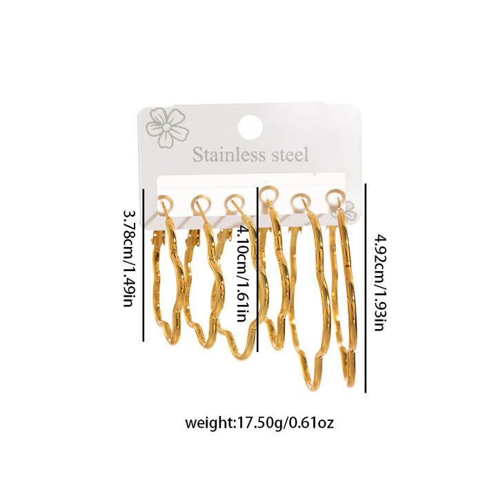 Wholesale Love pentagram earrings, exaggerated large earrings, high-end stainless steel earrings, gold-plated round earrings