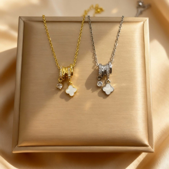 Wholesale Full Diamond Four-Leaf Clover Pendant Necklace for Women choker necklace